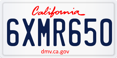 CA license plate 6XMR650