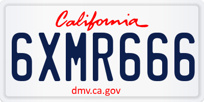 CA license plate 6XMR666
