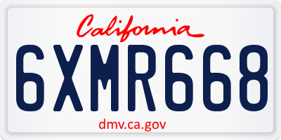 CA license plate 6XMR668