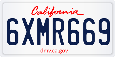 CA license plate 6XMR669