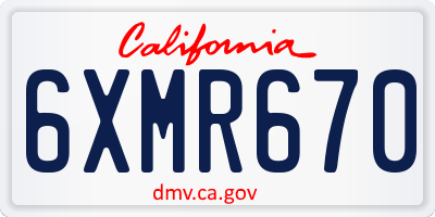 CA license plate 6XMR670