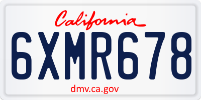 CA license plate 6XMR678