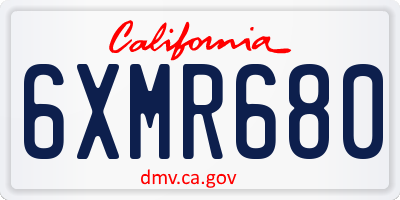 CA license plate 6XMR680