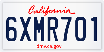 CA license plate 6XMR701