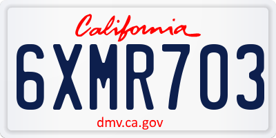 CA license plate 6XMR703