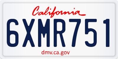 CA license plate 6XMR751