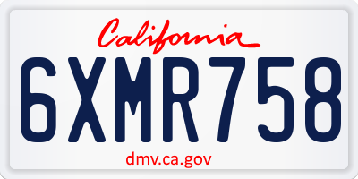 CA license plate 6XMR758