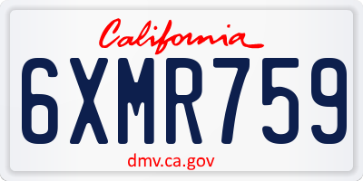 CA license plate 6XMR759