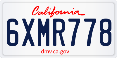 CA license plate 6XMR778