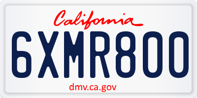 CA license plate 6XMR800