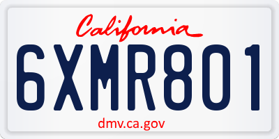 CA license plate 6XMR801