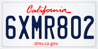 CA license plate 6XMR802