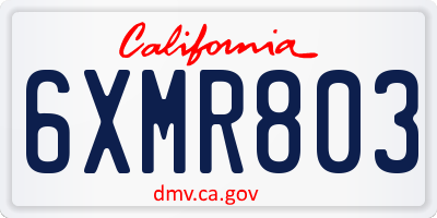 CA license plate 6XMR803