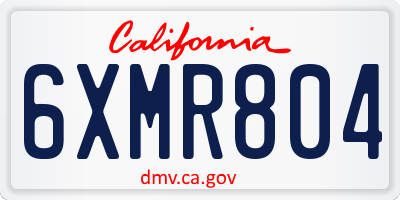 CA license plate 6XMR804