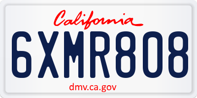 CA license plate 6XMR808