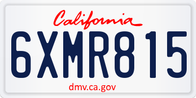 CA license plate 6XMR815