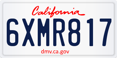 CA license plate 6XMR817