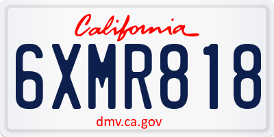 CA license plate 6XMR818