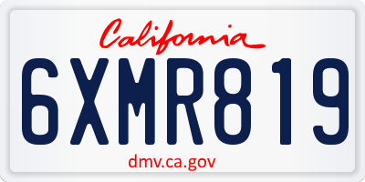 CA license plate 6XMR819
