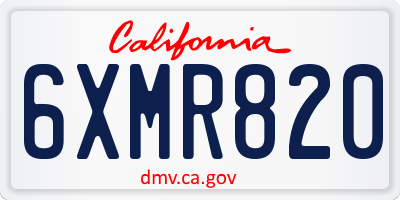 CA license plate 6XMR820
