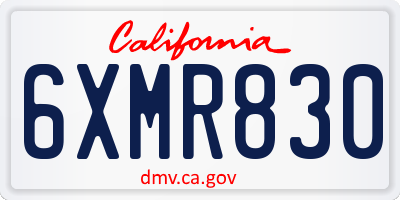 CA license plate 6XMR830