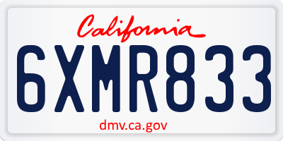 CA license plate 6XMR833