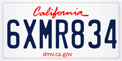 CA license plate 6XMR834