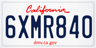 CA license plate 6XMR840