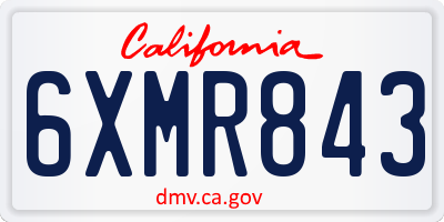 CA license plate 6XMR843