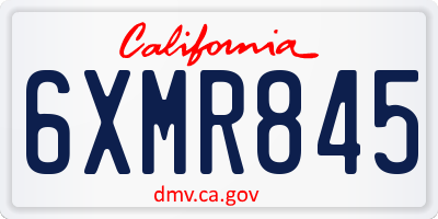 CA license plate 6XMR845