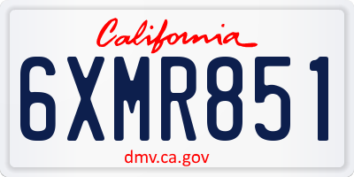 CA license plate 6XMR851