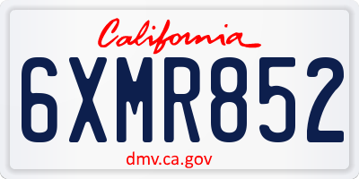 CA license plate 6XMR852