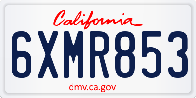 CA license plate 6XMR853