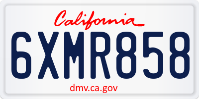 CA license plate 6XMR858