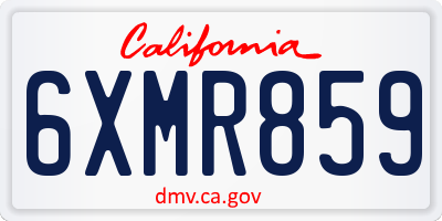 CA license plate 6XMR859