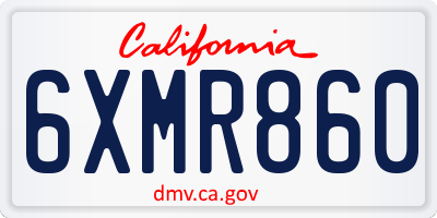 CA license plate 6XMR860
