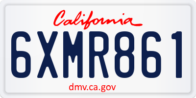 CA license plate 6XMR861