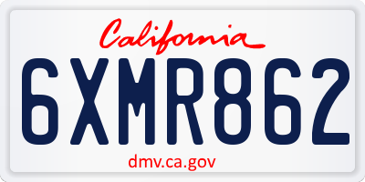 CA license plate 6XMR862
