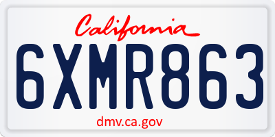 CA license plate 6XMR863