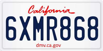 CA license plate 6XMR868