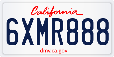 CA license plate 6XMR888