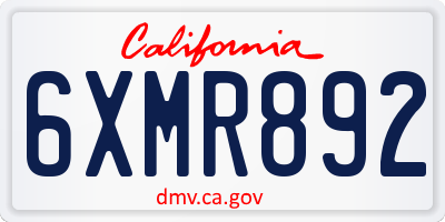 CA license plate 6XMR892