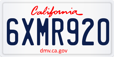 CA license plate 6XMR920