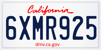 CA license plate 6XMR925