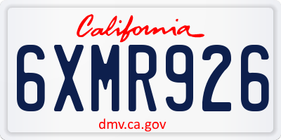 CA license plate 6XMR926