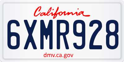 CA license plate 6XMR928