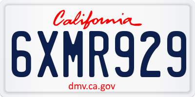 CA license plate 6XMR929