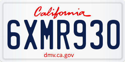 CA license plate 6XMR930