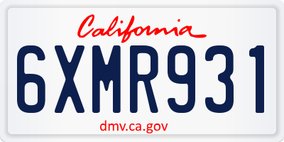 CA license plate 6XMR931
