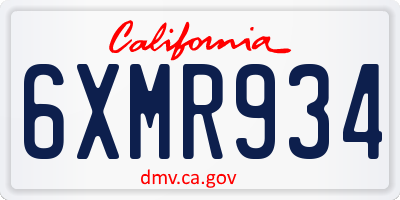 CA license plate 6XMR934